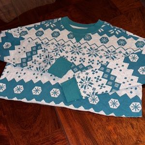 Colsie Women's Fair Isle Fleece Lounge Crop Sweater